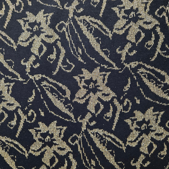 80s Vintage Gold Metallic Poinsettia Retro Crewneck USA Made Sweater Size 24W - Picture 4 of 8